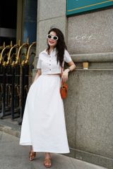 Set chân váy croptop Cotton Thêu Hoa Cói Design