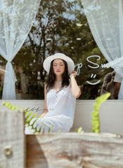 Áo 2 dây hàng nút bọc màu Linen tưng premium Cói Design