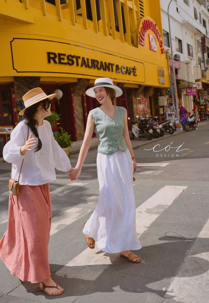 Chân váy suông lưng thun linen tưng Cói Design