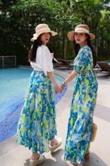Đầm khoét eo tay phồng cotton hàn Cói Design