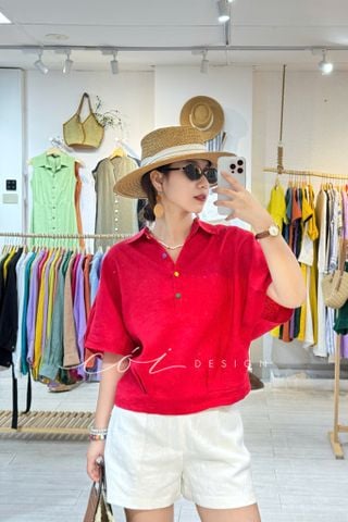 Áo sơ mi nút bọc tay liền Linen tưng premium Cói Design