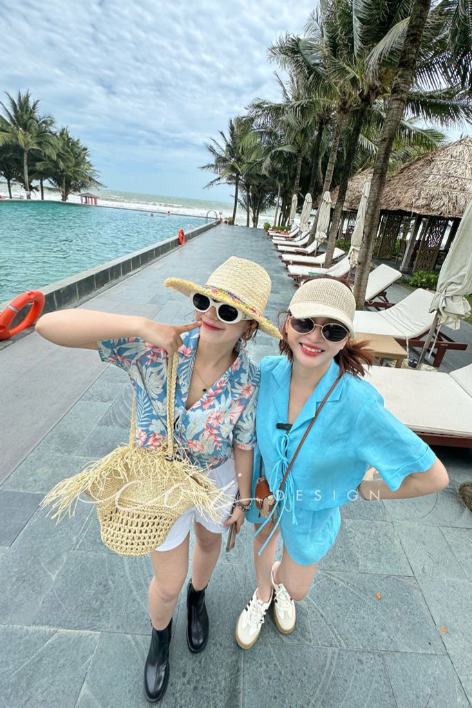 Áo danton thắt nơ linen tưng premium Cói Design