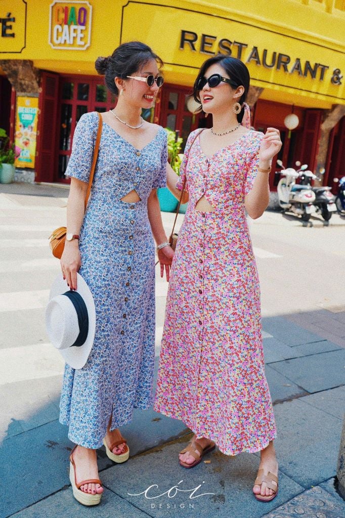 Đầm phối nơ lưng linen hàn Cói Design
