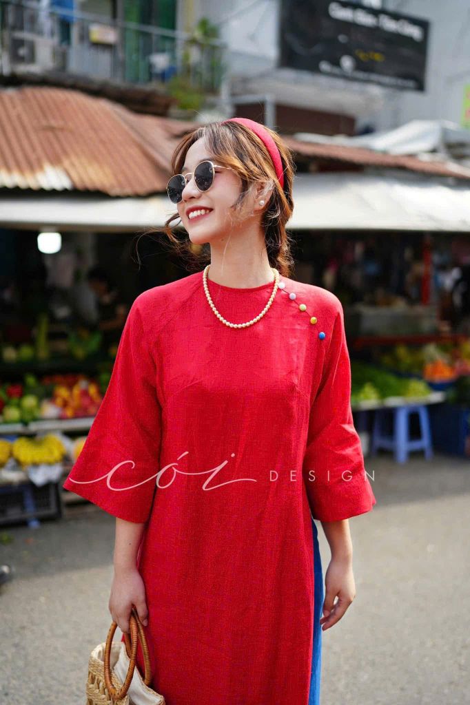 Áo dài xuân khởi sắc Linen tưng premium Cói Design