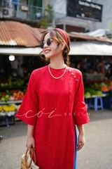 Áo dài xuân khởi sắc Linen tưng premium Cói Design