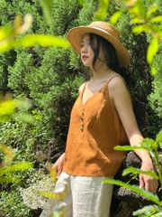 Áo 2 dây hàng nút bọc màu Linen tưng premium Cói Design