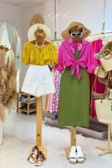 Đầm 2 dây nút dừa Linen tưng premium Cói Design
