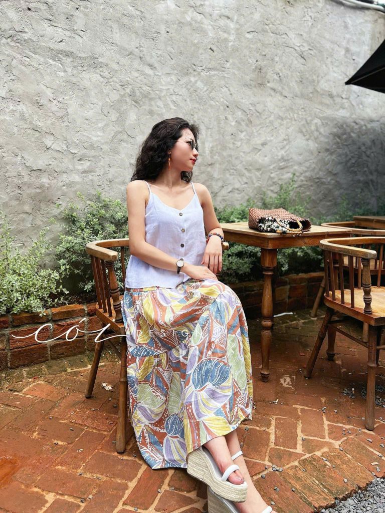 Chân váy tầng Linen tưng premium Cói Design