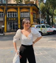 Áo linen đắp chéo tay phồng Cói Design