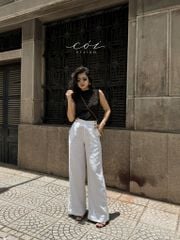 Quần suông phối nút linen tưng premium Cói Design