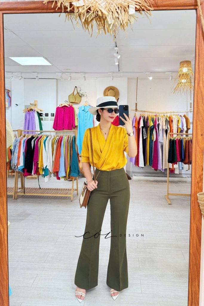 Quần ống loe Gold Cói Design