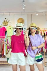 Áo sát nách hàng nút lưng linen tưng premium Cói Design
