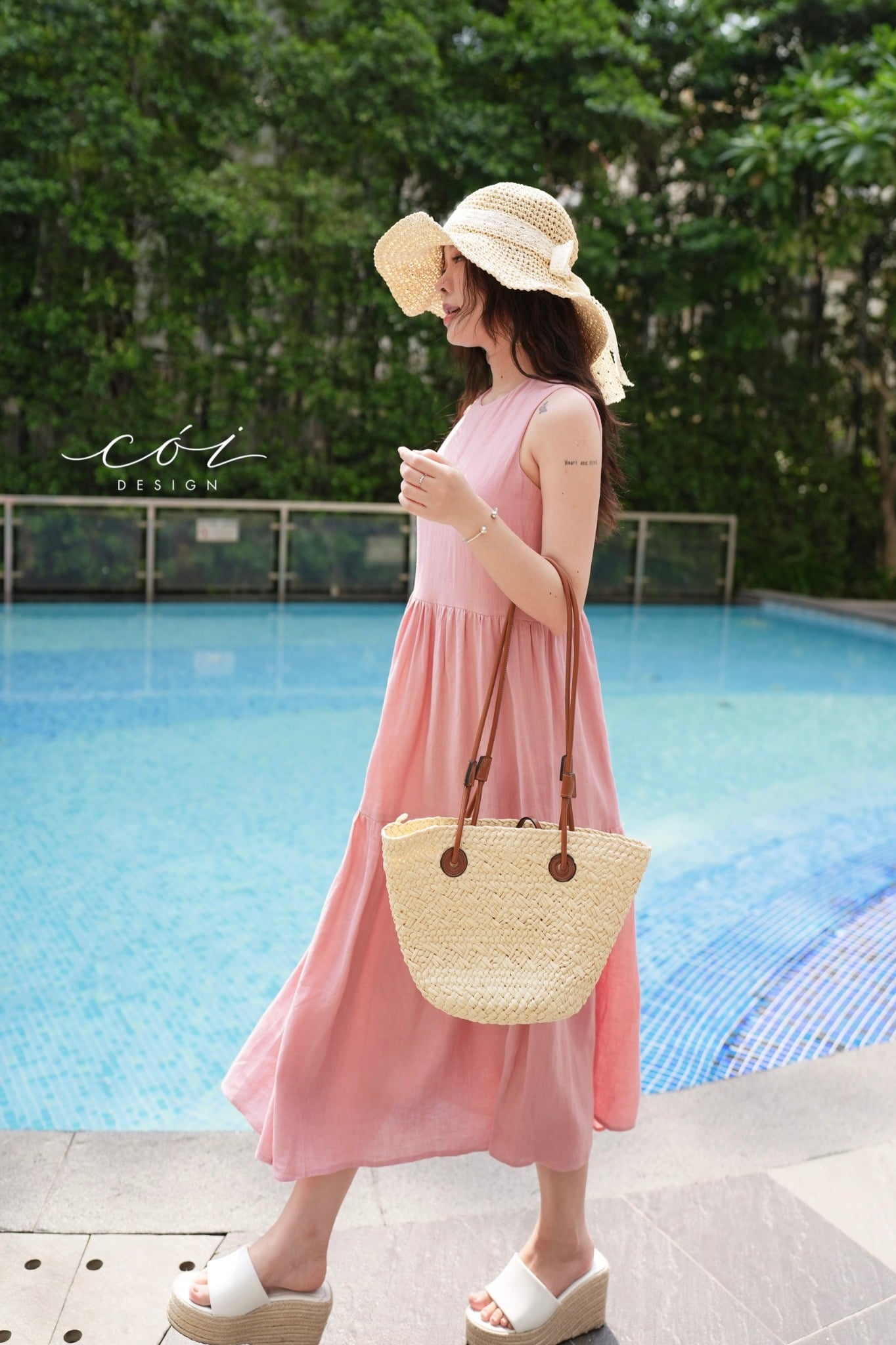 Đầm sát nách trơn tầng Linen tưng premium Cói Design