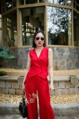 Áo Gile Nút Bọc Linen tưng premium Lá Belle