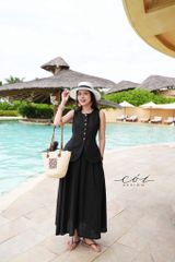 Chân váy xếp nhún linen tưng premium Cói Design