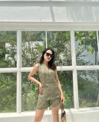 Set linen nút bọc sát nách Cói Design
