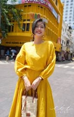 Áo tay phồng hàng nút bọc lưng linen tưng Cói Design