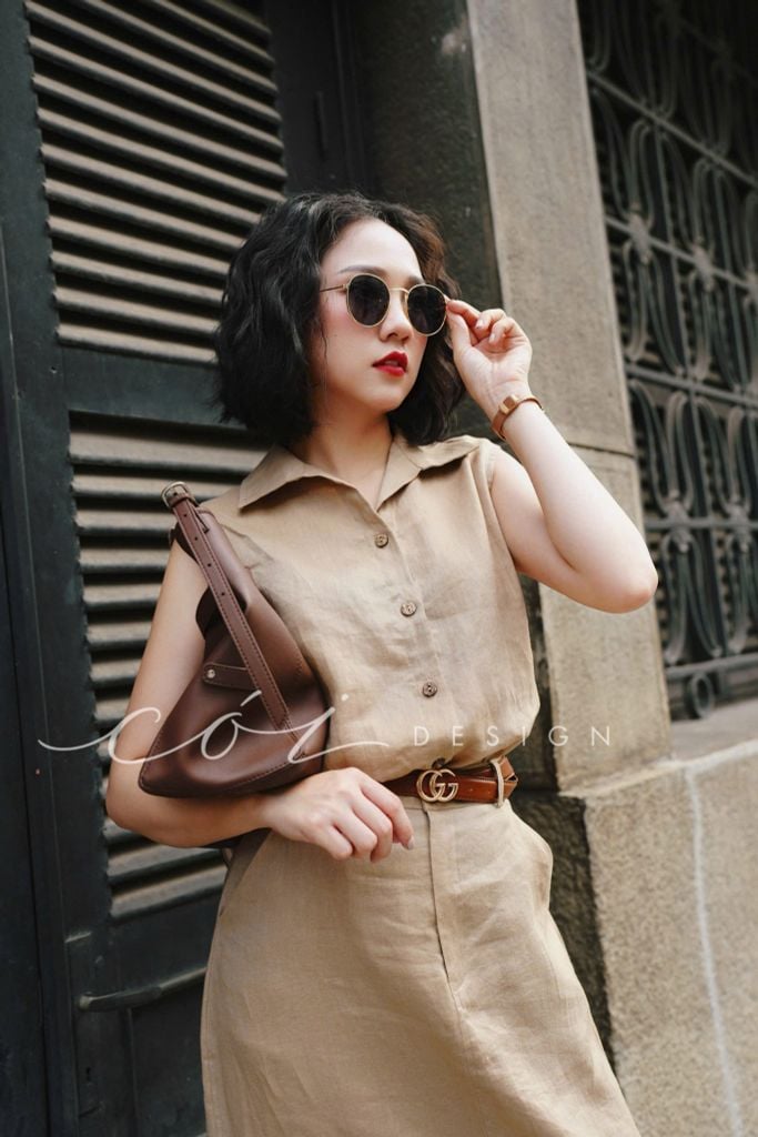 Chân váy xẻ 2 bên Linen tưng premium Cói Design
