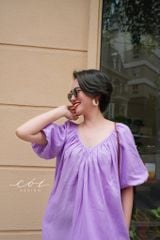 Đầm suông tay bí kèm belt linen tưng Cói Design