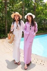 Chân váy suông xẻ tà linen tưng premium Cói Design
