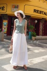 Chân váy suông lưng thun linen tưng Cói Design