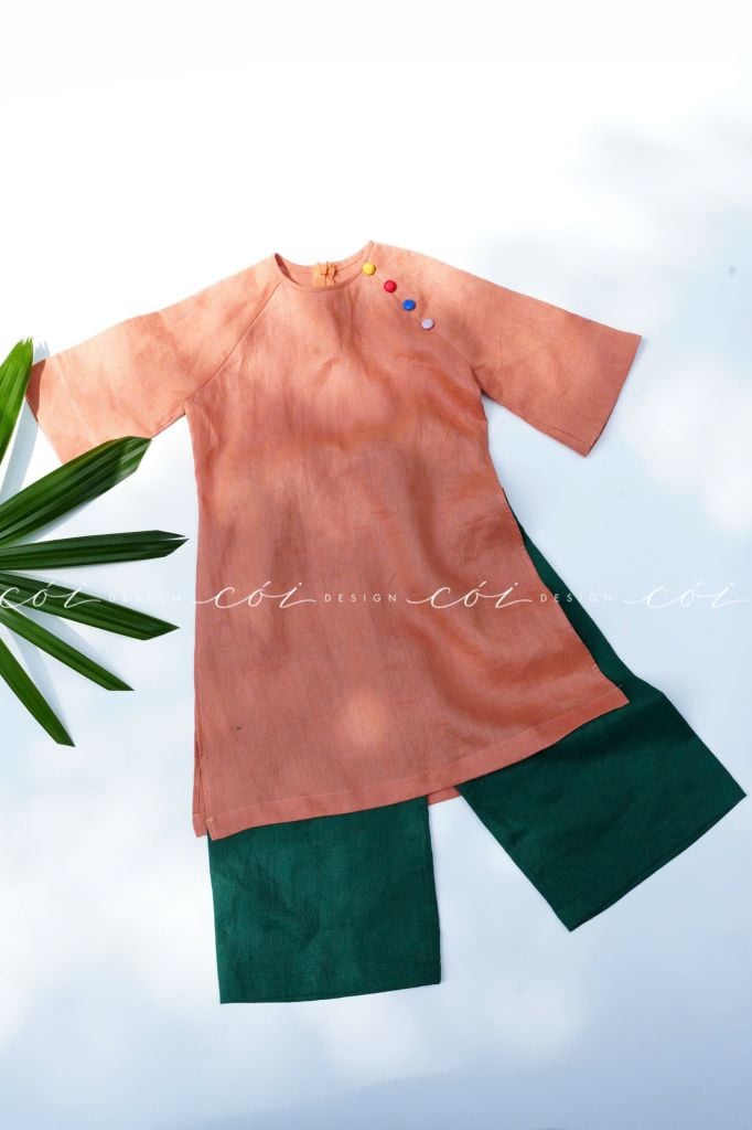 Set Áo Dài Bé Gái Sắc Xuân Linen Cói Design