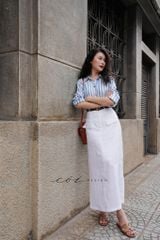 Chân váy 2 nắp túi Linen tưng premium Cói Design