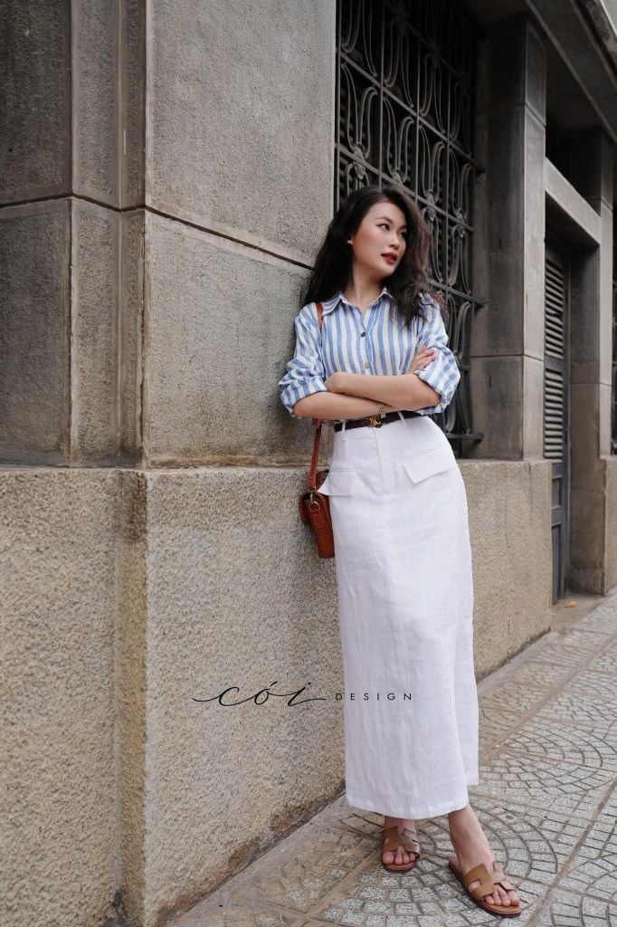Áo sơ mi sọc linen Hàn Cói Design