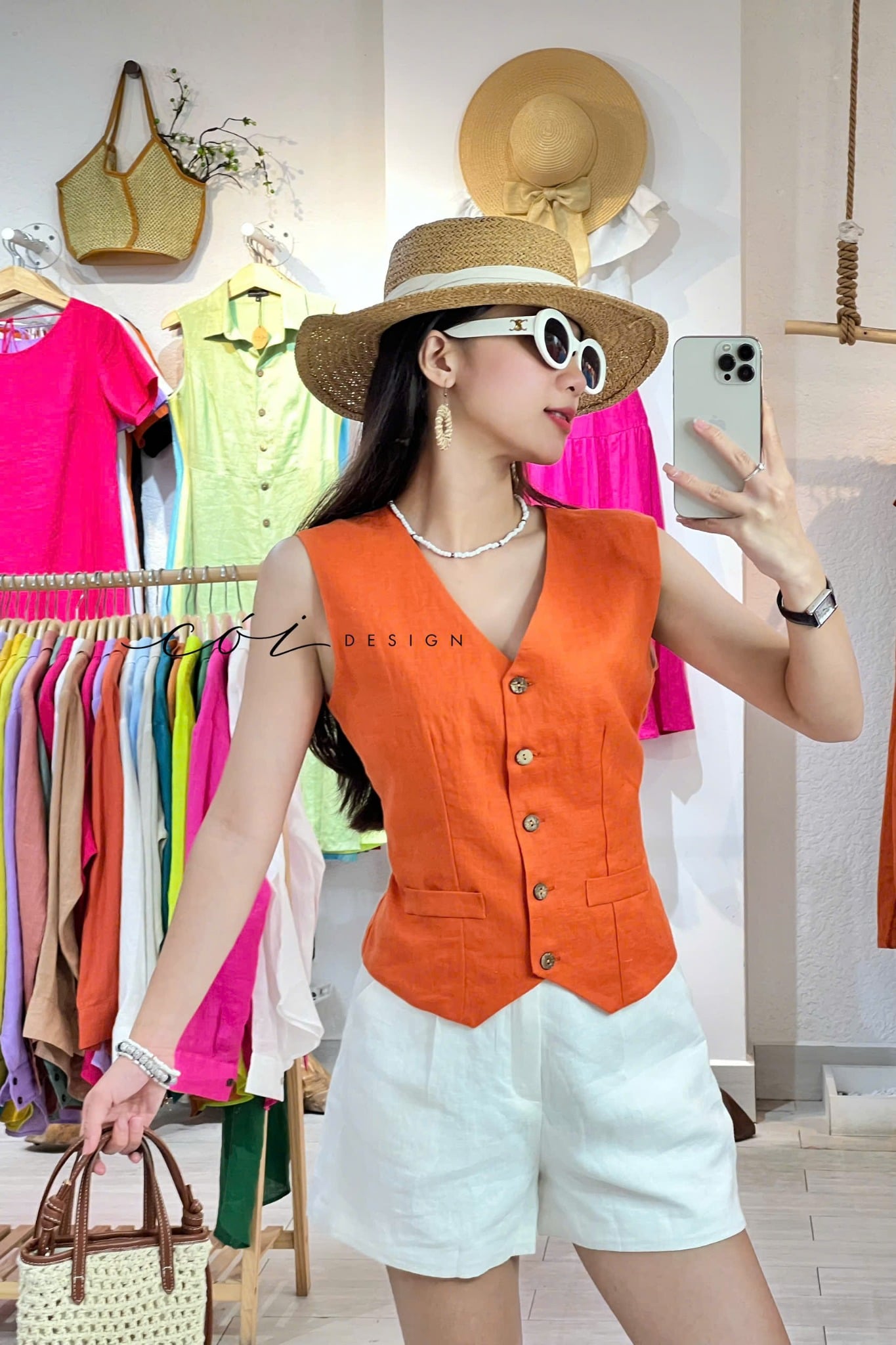 Áo gile phối dây linen tưng premium Cói Design