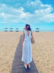 Đầm suông xoắn lưng Linen tưng premium Cói Design