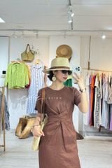 Đầm chéo eo linen tưng premium Cói Design