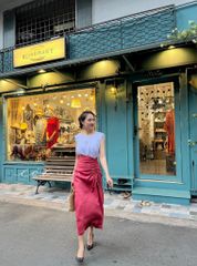 Chân váy rút dây linen tưng premium Cói Design