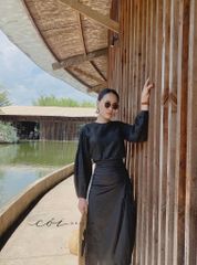 Chân váy rút dây linen tưng premium Cói Design