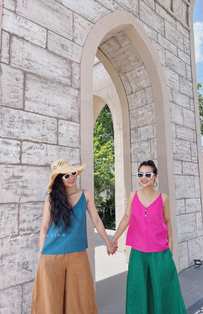 Quần suông linen ống rộng Cói Design