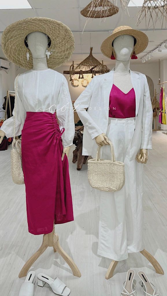 Chân váy rút dây linen Cói Design