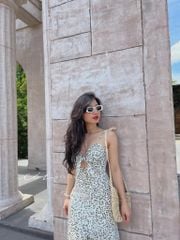 Đầm linen 2 dây họa tiết Cói Design
