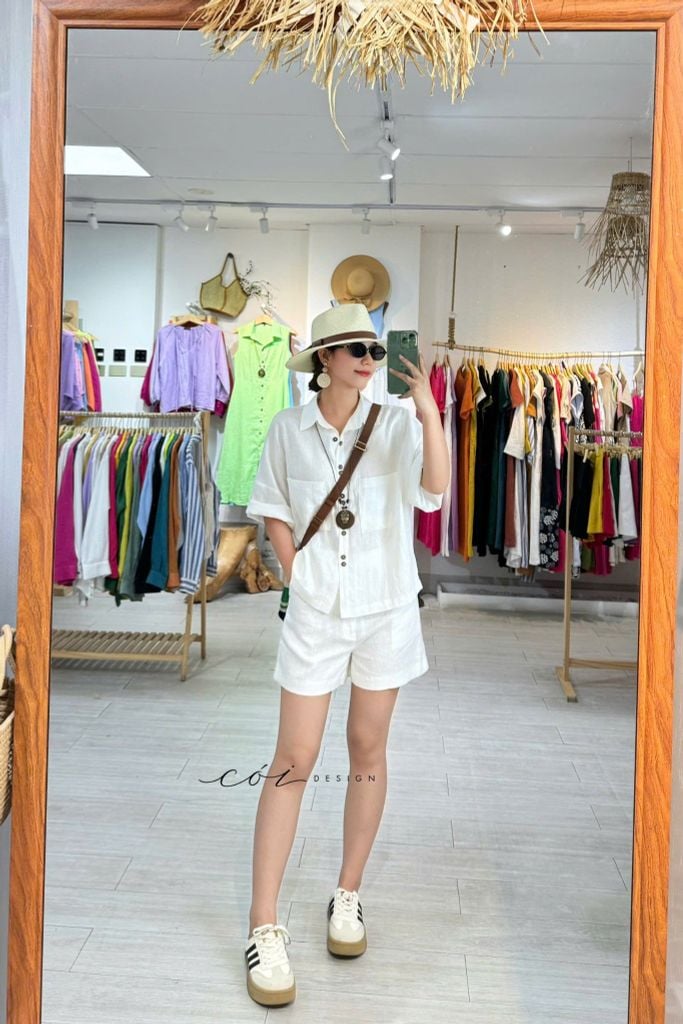 Áo sơ mi hàng nút đôi linen tưng premium Cói Design