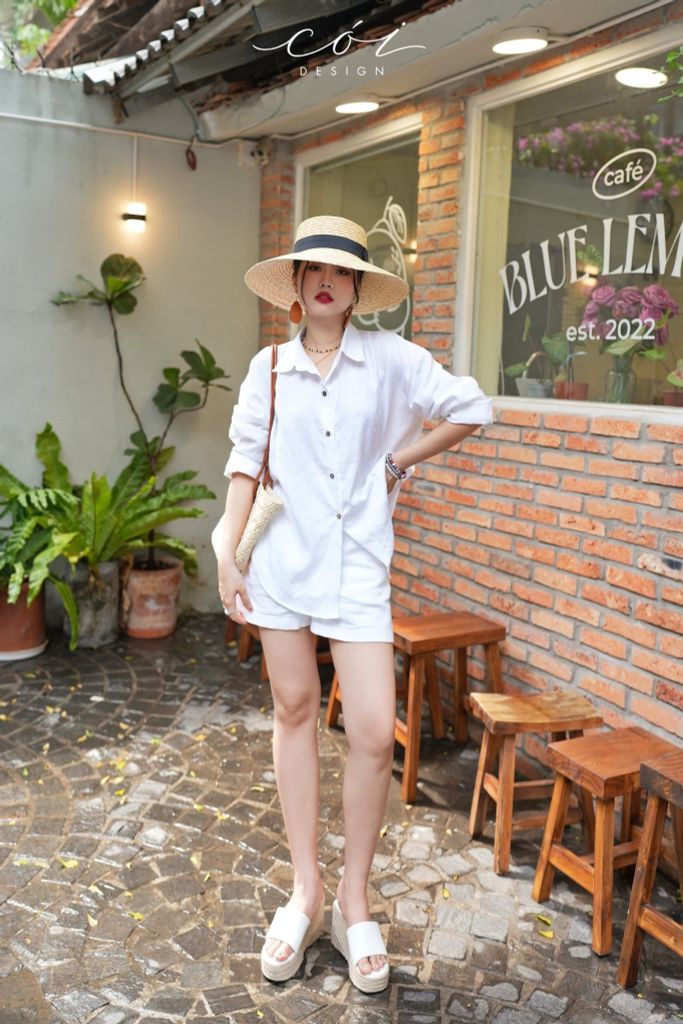 Áo sơ mi suông linen tưng premium Cói Design