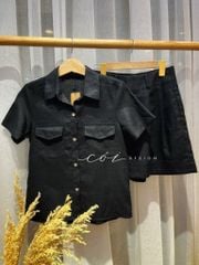 Áo 2 túi tay ngắn linen Cói Design