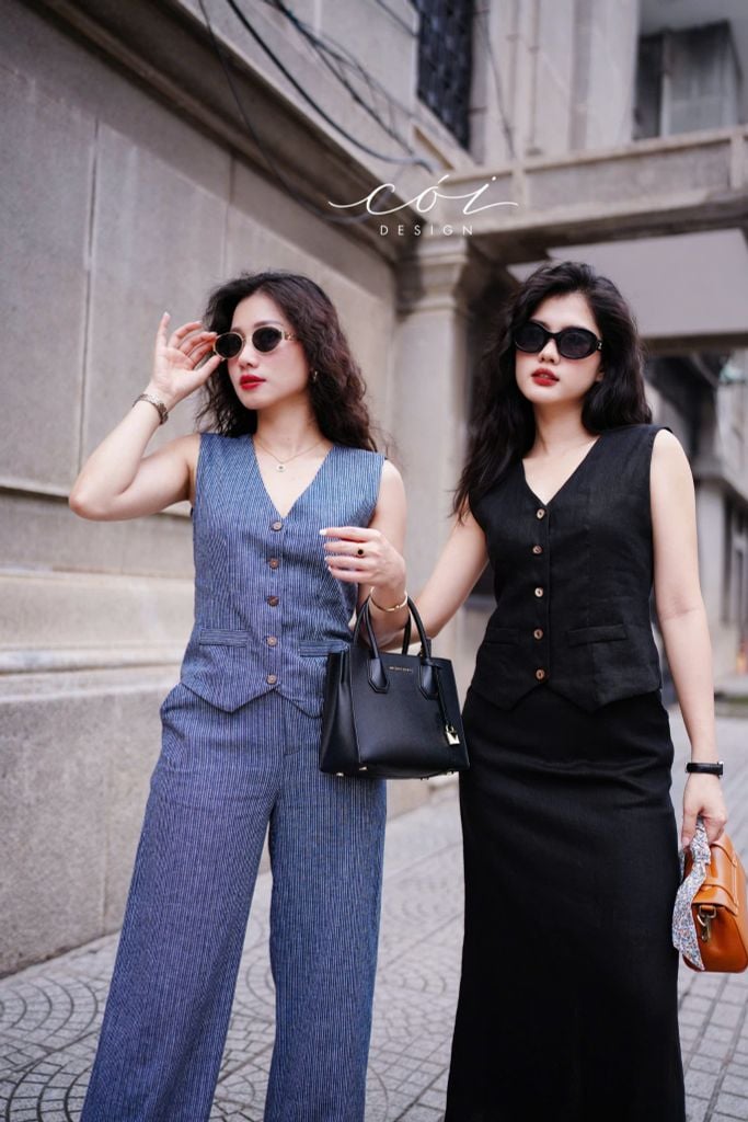 Chân váy suông xẻ tà linen tưng premium Cói Design