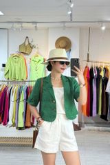 Áo croptop cổ vest thiết kế nơ Linen tưng premium Cói Design