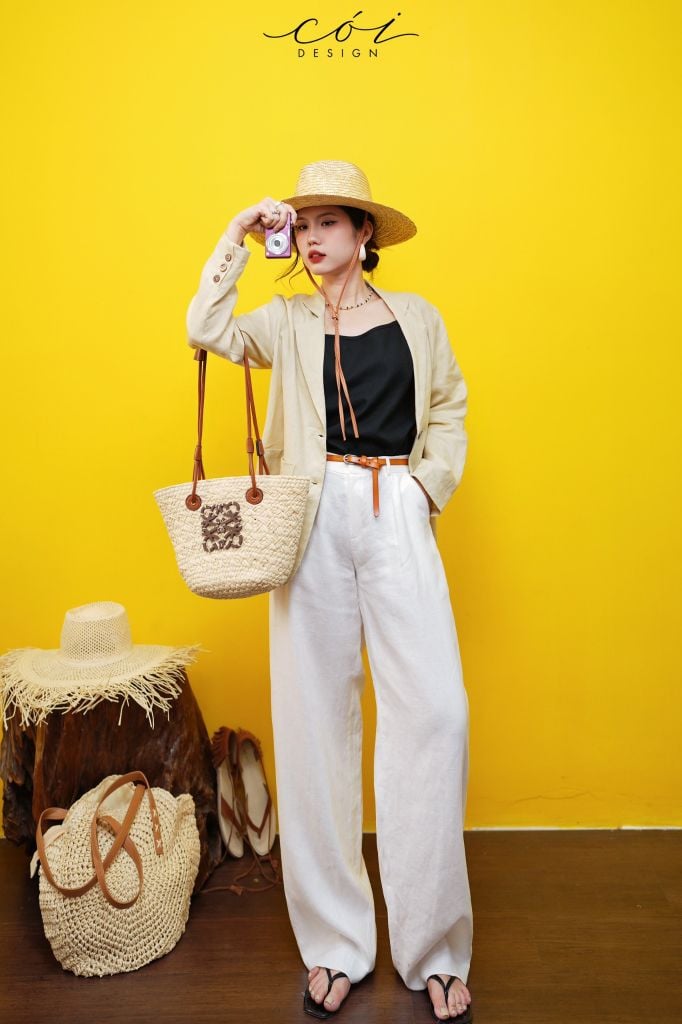 Quần suông xếp ly linen tưng premium Cói Design