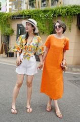 Áo croptop tay bí phối dây linen Cói Design