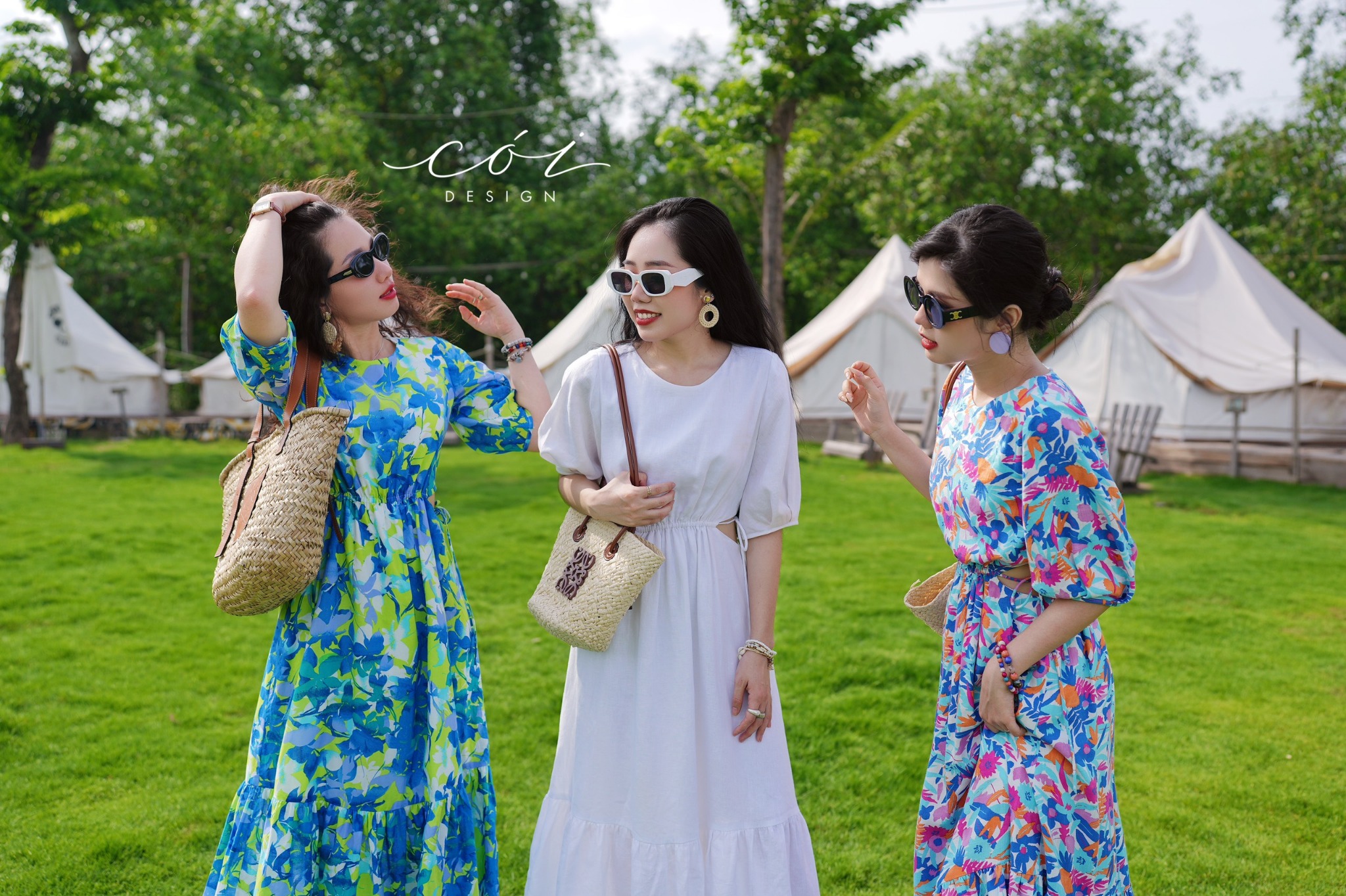 Đầm khoét eo tay phồng cotton hàn Cói Design