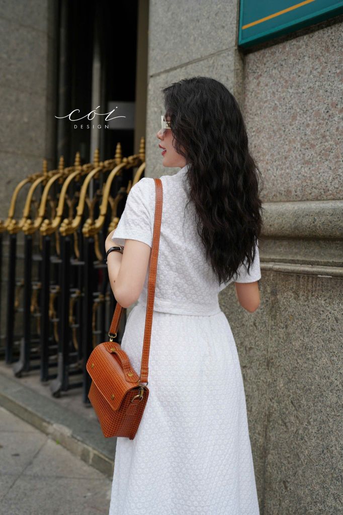 Set chân váy croptop Cotton Thêu Hoa Cói Design