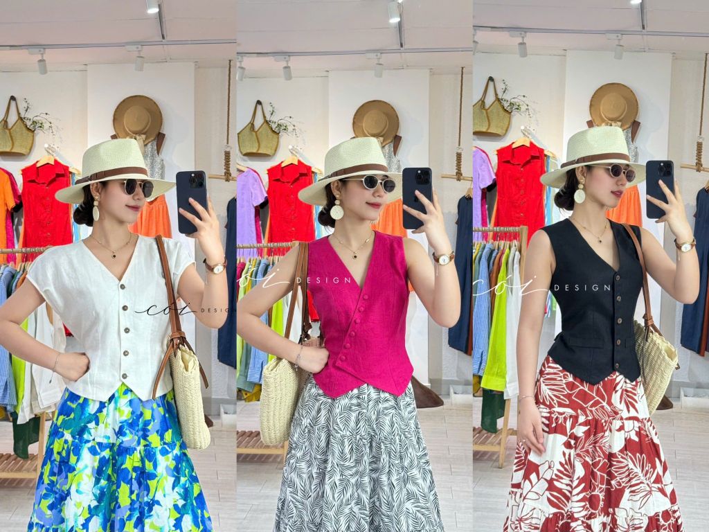 Chân váy tầng linen Cói Design