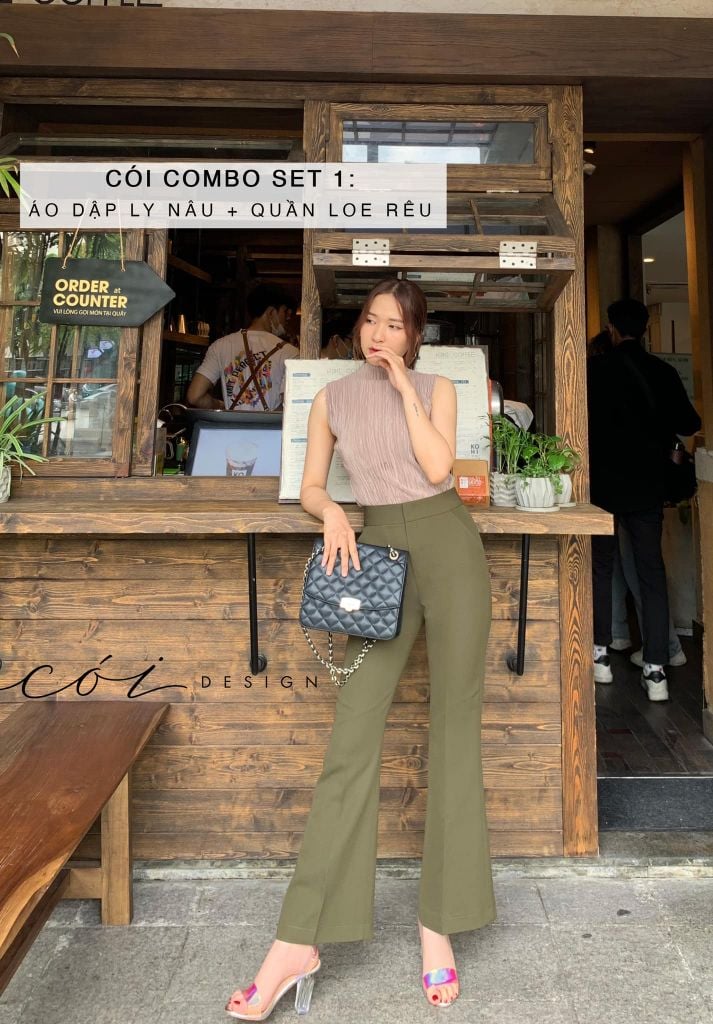 Quần ống loe Gold Cói Design