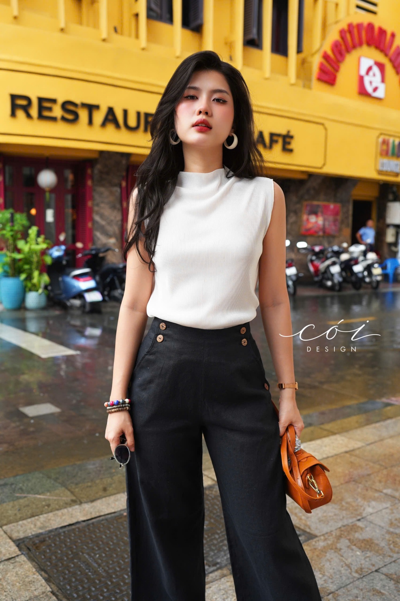 Quần suông phối nút linen tưng premium Cói Design