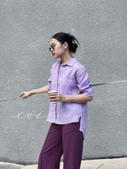 Áo sơ mi lệch vạt linen Cói Design