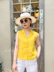 Áo sát nách nút bọc Linen tưng premium Cói Design